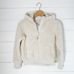 Athleta Cream Sherpa Fleece Jacket with Hood, Girl Size M / 8-10